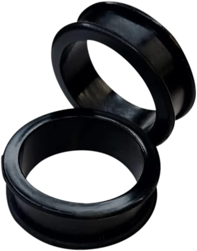 Satix Pair of Flexible Black Silicone Double Flared Ear Gauge Stretcher Ear Ring Lobe Earring Gauges Tunnel Plugs Piercing Jewelry