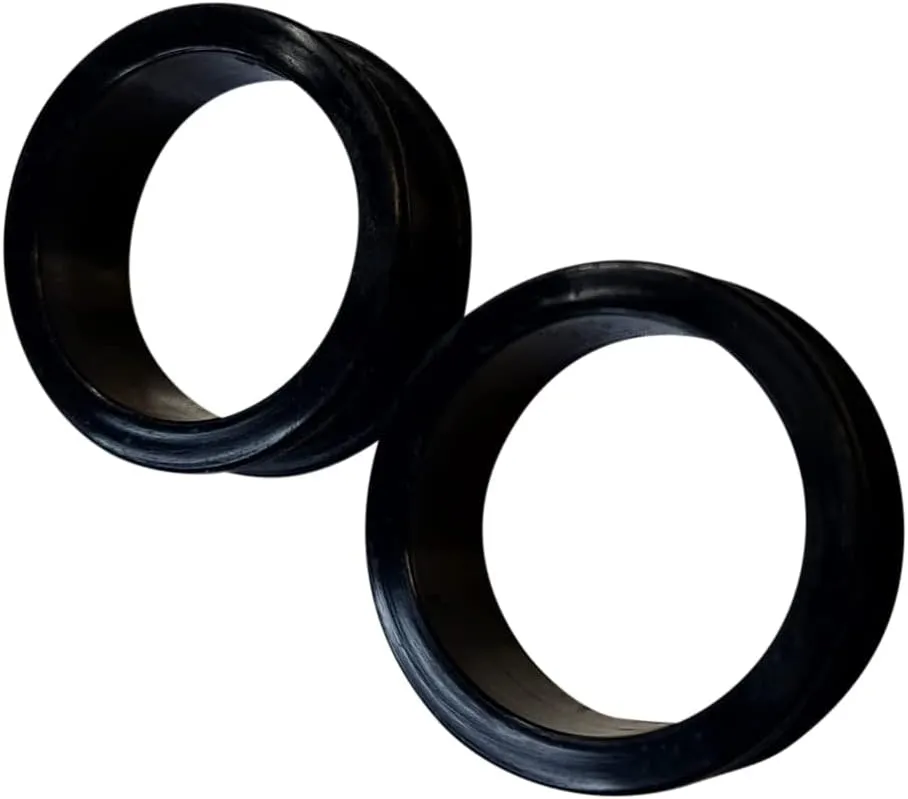 Satix Pair of Flexible Black Silicone Double Flared Ear Gauge Stretcher Ear Ring Lobe Earring Gauges Tunnel Plugs Piercing Jewelry