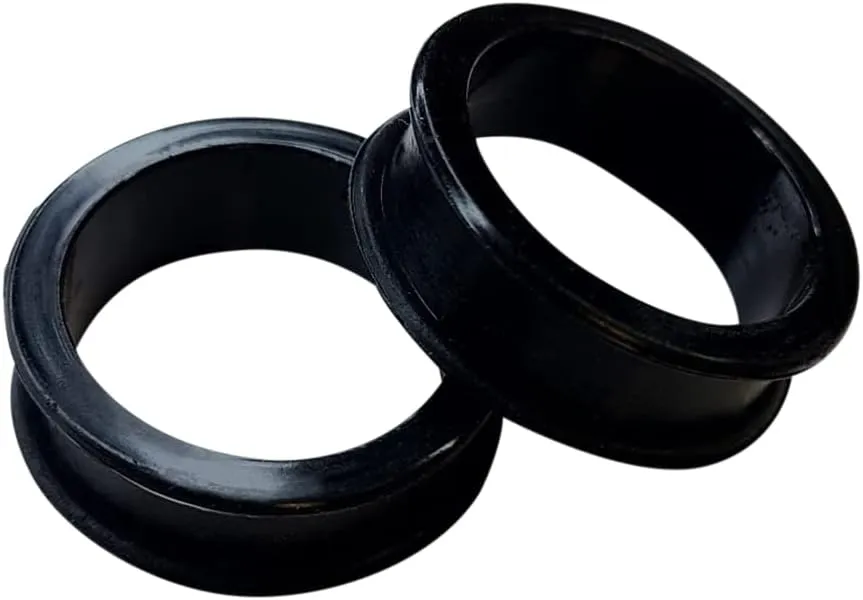 Satix Pair of Flexible Black Silicone Double Flared Ear Gauge Stretcher Ear Ring Lobe Earring Gauges Tunnel Plugs Piercing Jewelry