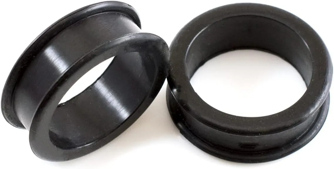Satix Pair of Flexible Black Silicone Double Flared Ear Gauge Stretcher Ear Ring Lobe Earring Gauges Tunnel Plugs Piercing Jewelry
