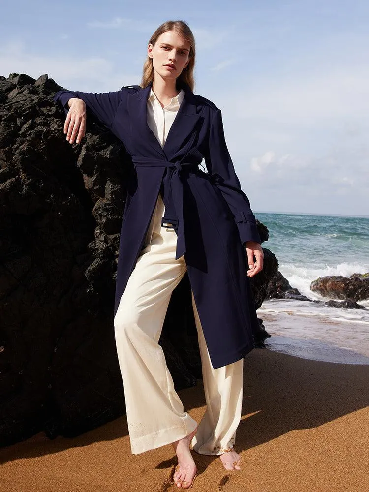 Triacetate Blazer Lapel Trench Coat