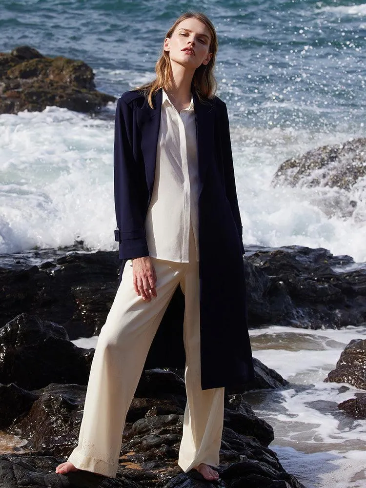 Triacetate Blazer Lapel Trench Coat