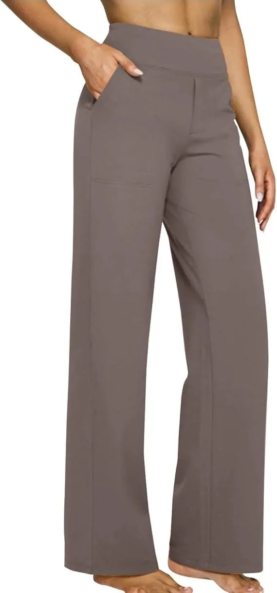 Vaultti Flex Trousers for Women,Yoga Pants with Pockets Business Casual Dress Pants High Waisted Straight Leg Pants