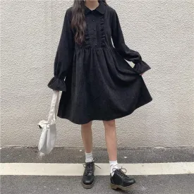 Vintage Mid-length Corduroy Dress