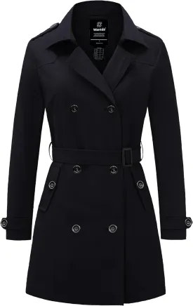 wantdo Women's Waterproof Trench Coat Classic Lapel Outerwear Coat with Belt