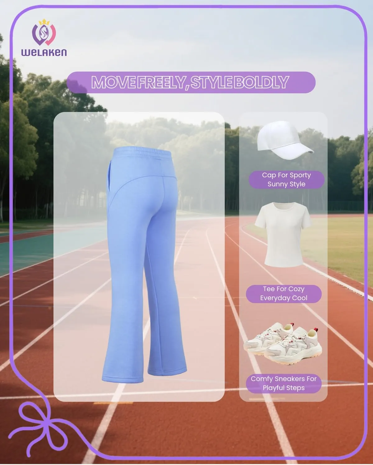 WELAKEN Girls Sweatpants for Casual & Athletic - Kids Flared Pants Bell-Bottom Trousers with Pockets