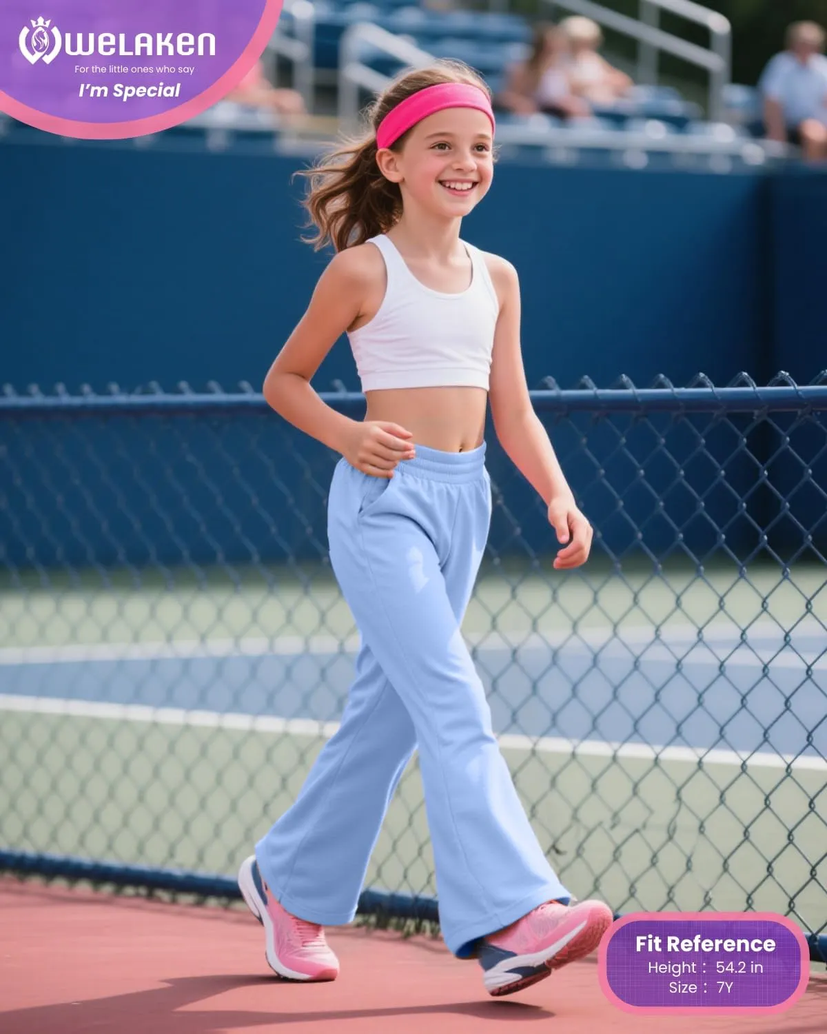 WELAKEN Girls Sweatpants for Casual & Athletic - Kids Flared Pants Bell-Bottom Trousers with Pockets