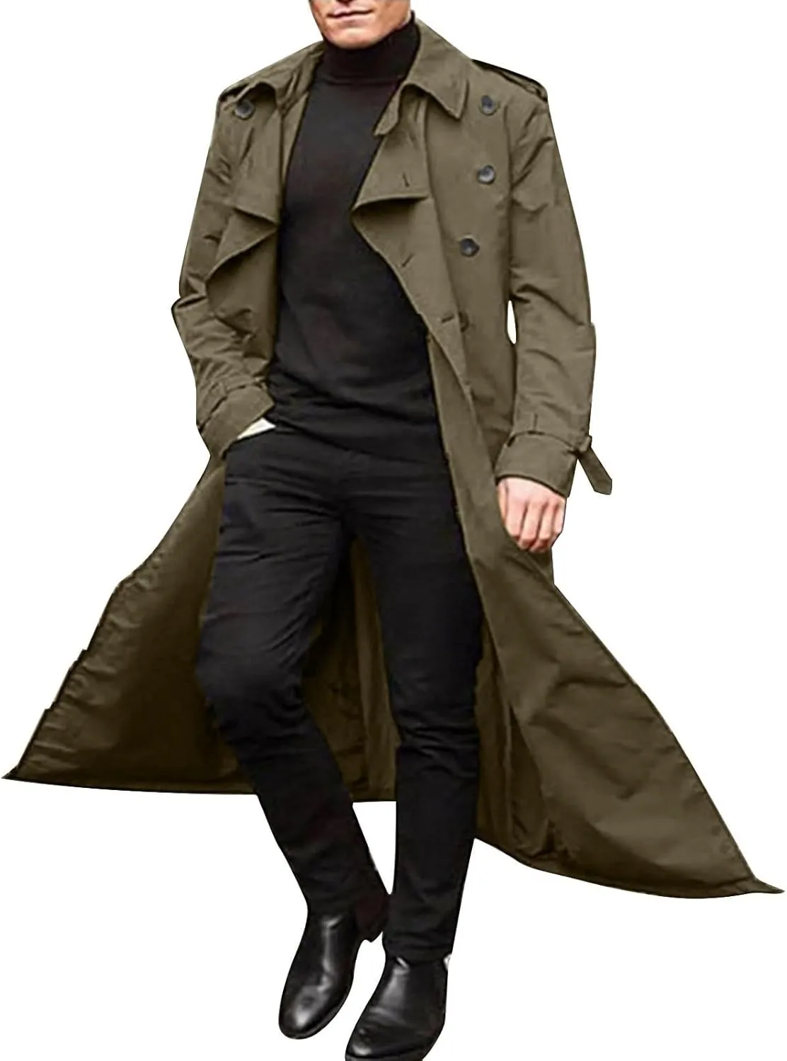 Windbreaker Jackets for Men Classic Loose Long Casual Trendy Solid Jacket