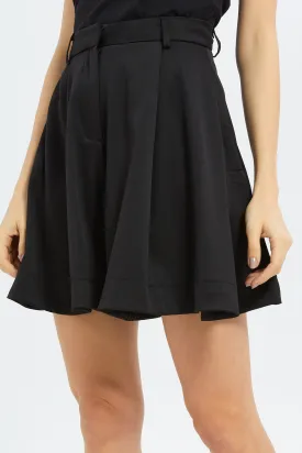 Women Wide Leg Black Short