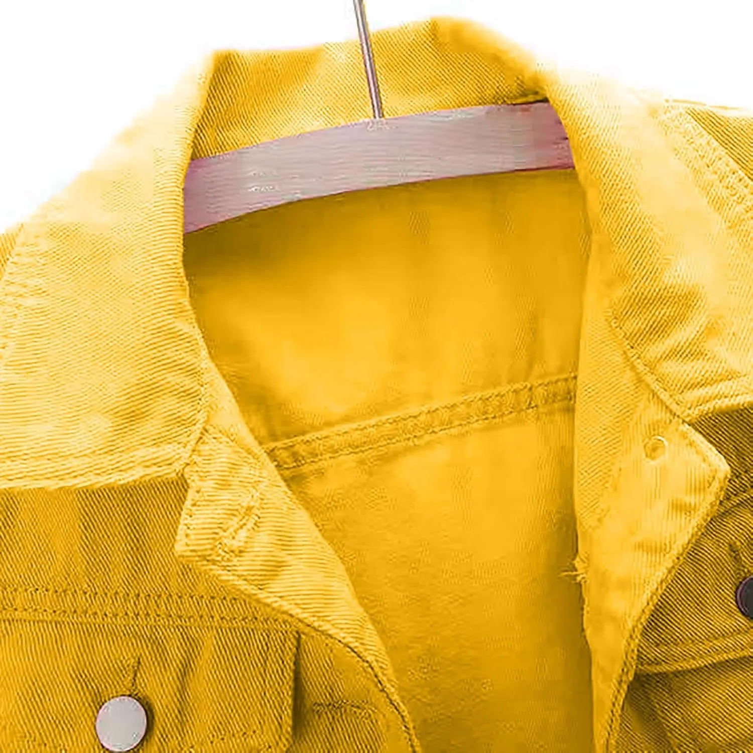 Womens 3/4 Sleeve Colored Cropped Denim Jacket Trendy Light Wash Short Jean Jacket Trucker Coat