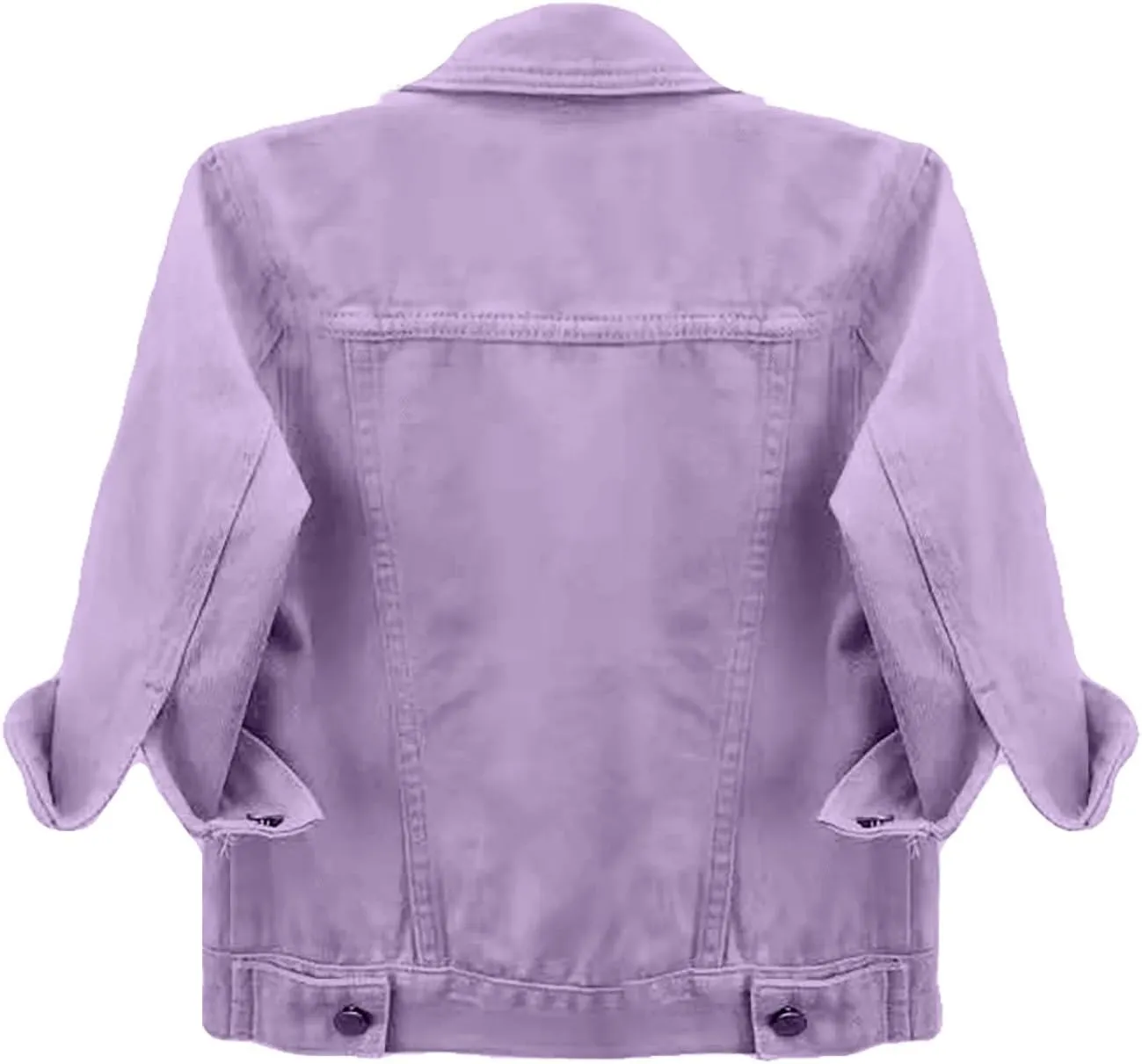 Womens 3/4 Sleeve Colored Cropped Denim Jacket Trendy Light Wash Short Jean Jacket Trucker Coat