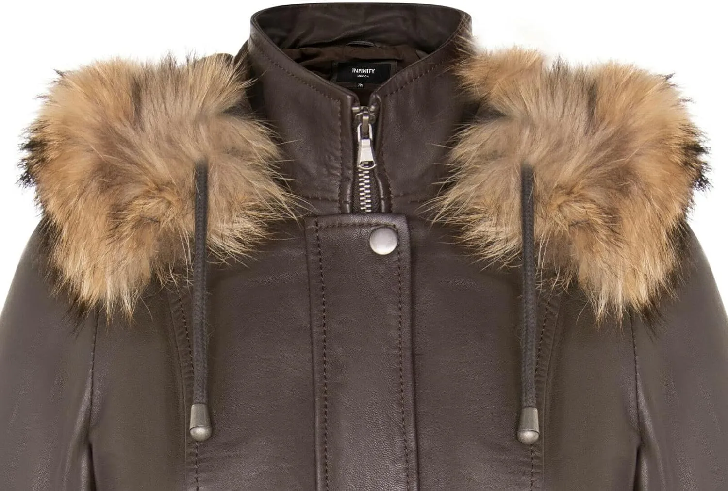 Women's Warm Leather Jacket Detachable Hooded Parker Trench Coat