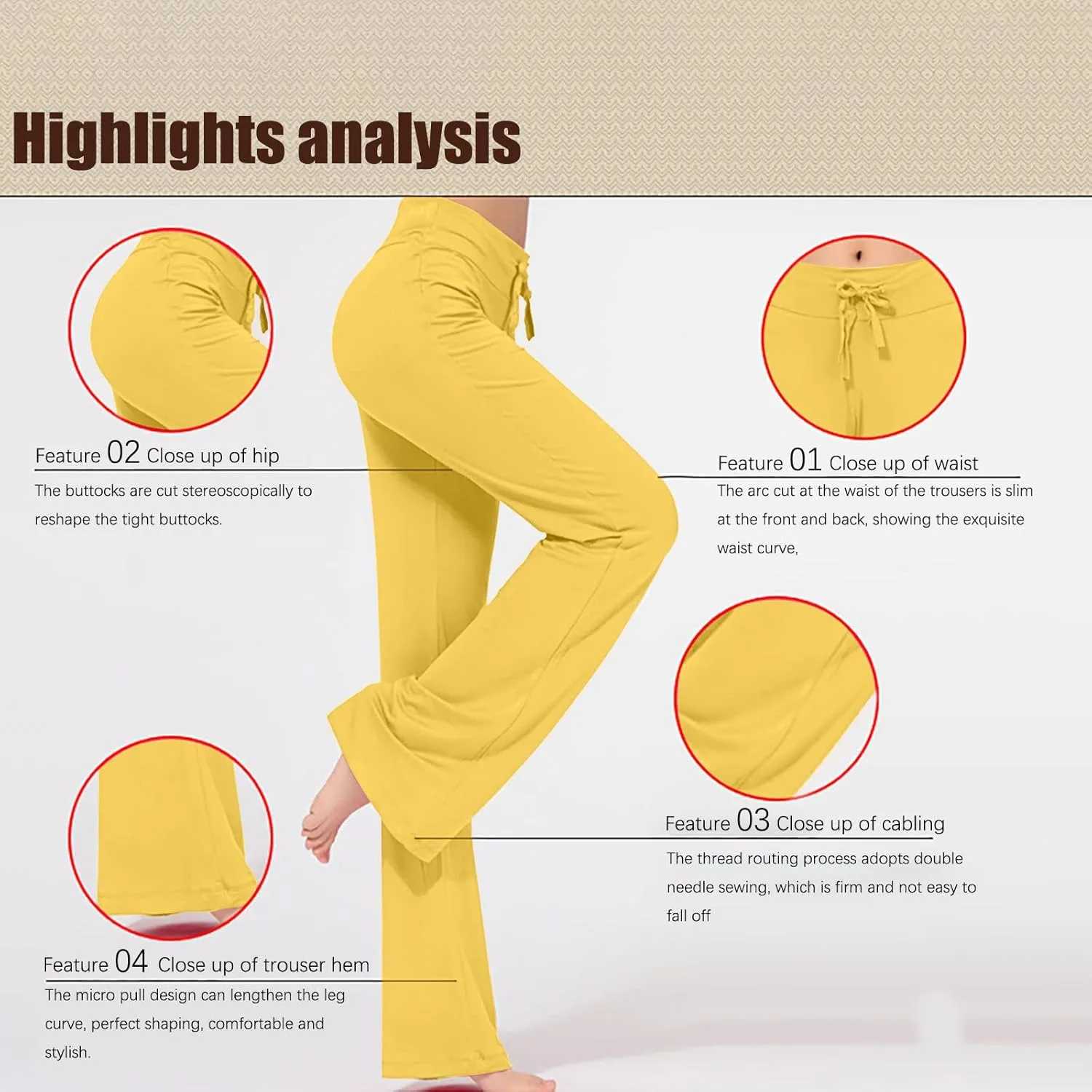 Womens Wide Leg Yoga Pants High Waist Tummy Control Loose Comfy Lounge Trousers Bootcut Drawstring Workout Leggings