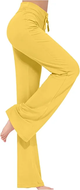 Womens Wide Leg Yoga Pants High Waist Tummy Control Loose Comfy Lounge Trousers Bootcut Drawstring Workout Leggings